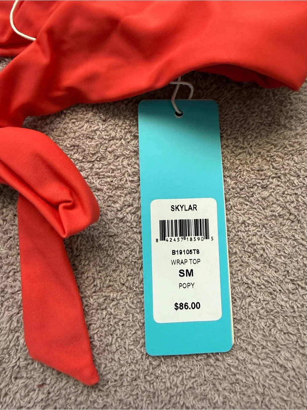 BEACH BUNNY - Skylar Wrap Swim Top - POPPY